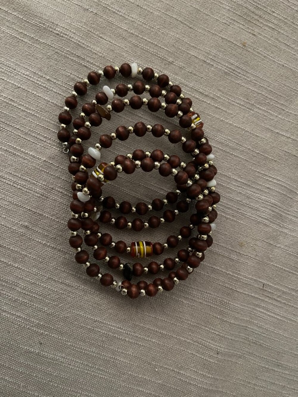 Brown Beaded Coiled Bracelet